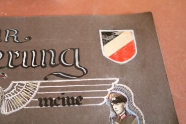 Preview: old album page drawing - helmet decals - reminder service time 1936 - saying on the back